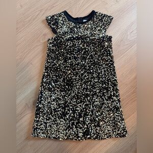 Sparkling Black and Gold Girls Sequined Dress